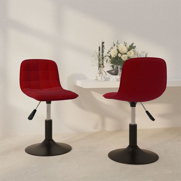 vidaXL Matstolar snurrbara 2 st vinr&ouml;d sammet