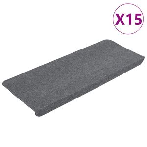 vidaXL Trappstegsmattor sj&auml;lvh&auml;ftande 15 st 65x24,5x3,5 cm gr&aring;