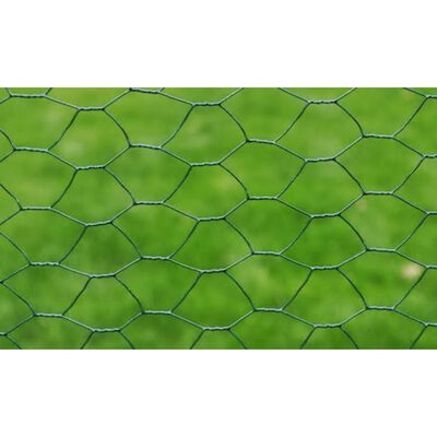 vidaXL Hönsnät galvaniserat med PVC-beläggning 25x0,5 m grön
