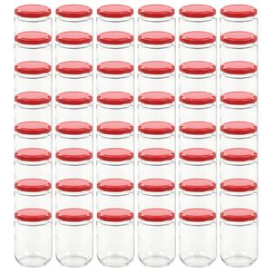 vidaXL Syltburkar i glas med r&ouml;da lock 48 st 230 ml