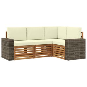 vidaXL Soffgrupper med kudde 4 pcs Massivt Akaciatr&auml;