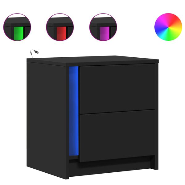 vidaXL S&auml;ngbord med LED-lampor 2 st svart konstruerat tr&auml;