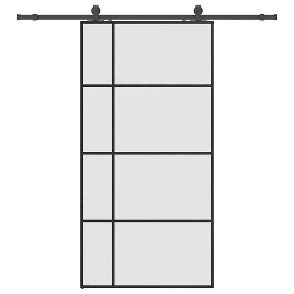 vidaXL Skjutd&ouml;rr med beslag svart 102,5x205 cm ESG-glas