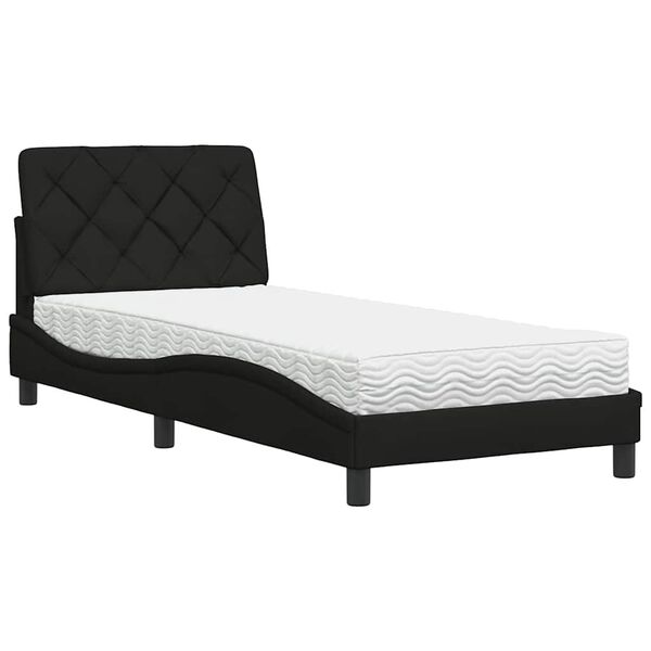vidaXL Bed with Mattress Black 90x200 cm Fabric