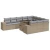 vidaXL Loungegrupp f&ouml;r tr&auml;dg&aring;rden m. dynor 11 delar beige konstrotting