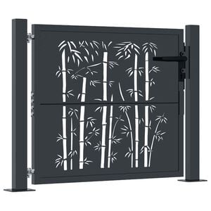 vidaXL Tr&auml;dg&aring;rdsgrind antracit 100x75 cm st&aring;l bambu design
