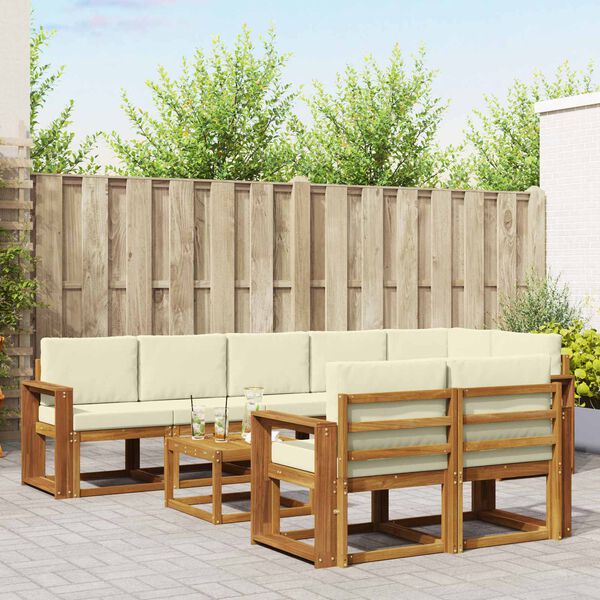 vidaXL Utomhussoffset med kudde 9 pcs Naturlig och Gr&auml;dde