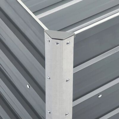 vidaXL Odlingslåda upphöjd galvaniserat stål 240x40x77 cm grå