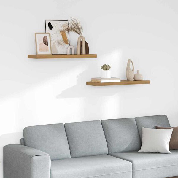 vidaXL V&auml;gg hylla 2 pcs Brun 80 x 23,5 x 4 cm Konstruerat tr&auml;
