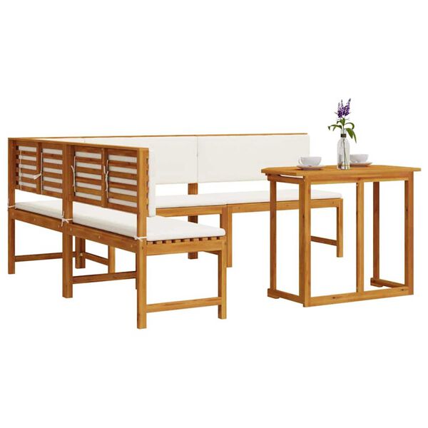 vidaXL Bänkset för trädgården 4 pcs Brun massivt akacia