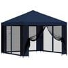 vidaXL Tr&auml;dg&aring;rdsgazebo med sidov&auml;ggar 3 x 3 m Bl&aring; Polyester och St&aring;l