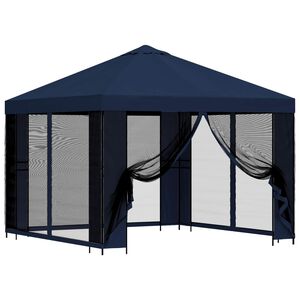 vidaXL Tr&auml;dg&aring;rdsgazebo med sidov&auml;ggar 3 x 3 m Bl&aring; Polyester och St&aring;l