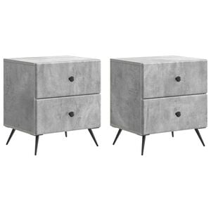 vidaXL Nattduksbord med l&aring;da 2 pcs Betonggr&aring; 43 x 34,5 x 47,5 cm
