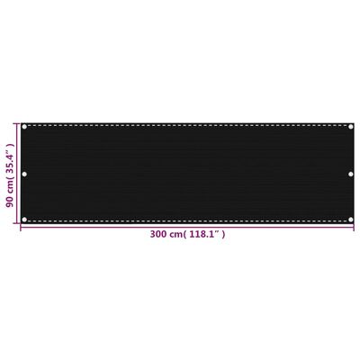 vidaXL Balkongskärm svart 90x300 cm HDPE