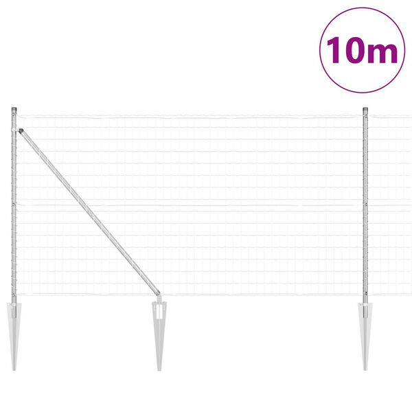 vidaXL St&auml;ngsel med stolpe Silver 1 x 10 m St&aring;l