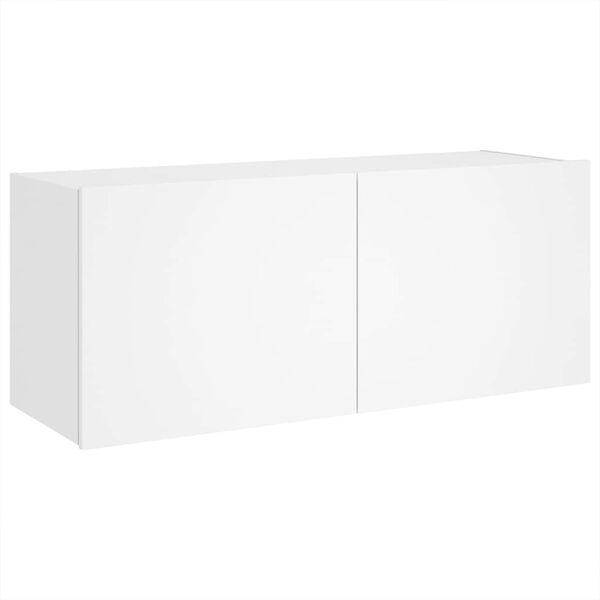 vidaXL V&auml;ggmonterad tv-b&auml;nk LED vit 100x35x41 cm