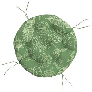 vidaXL Rund dyna bladm&ouml;nster &Oslash; 60 x11 cm oxfordtyg