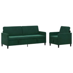 vidaXL Soffgrupp med f&ouml;rvaring 2 st M&ouml;rkgr&ouml;n Polyester