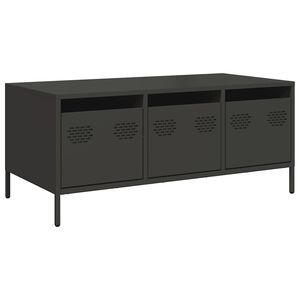 vidaXL Soffbord svart 101,5x50x43,5 cm kallvalsat st&aring;l