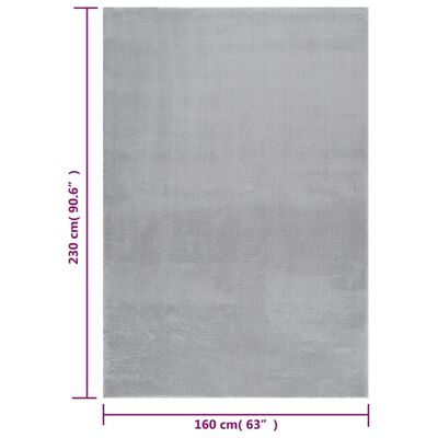 vidaXL Tvättbar matta kort lugg 160x230 cm halkfri grå