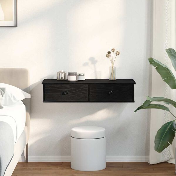 vidaXL V&auml;gghylla med l&aring;dor svart 80x31x17 cm konstruerat tr&auml;