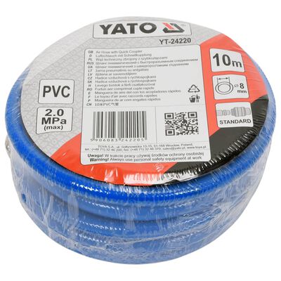 YATO Luftslang med koppling PVC 8mmx10m blå