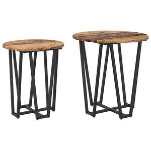 vidaXL Sidobordsset 2 st Gammalt tr&auml; och svart 50 x 50 x 50,5 cm