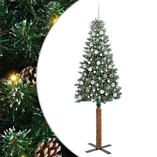 vidaXL Smal julgran med 300 LED-lampor Gr&ouml;n 210 cm PVC och solid furu