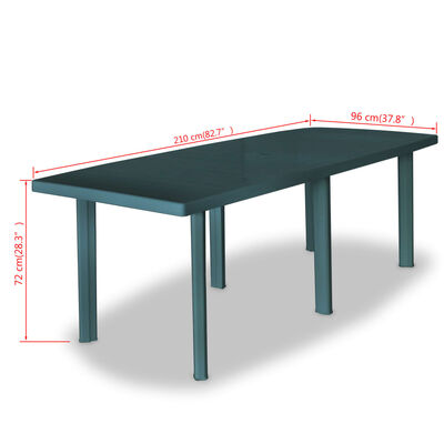 vidaXL Trädgårdsbord grön 210x96x72 cm plast