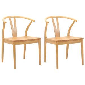 vidaXL Matstol 2 st Massiv Gummitr&auml; Naturf&auml;rg 54,5 x 58 x 77 cm