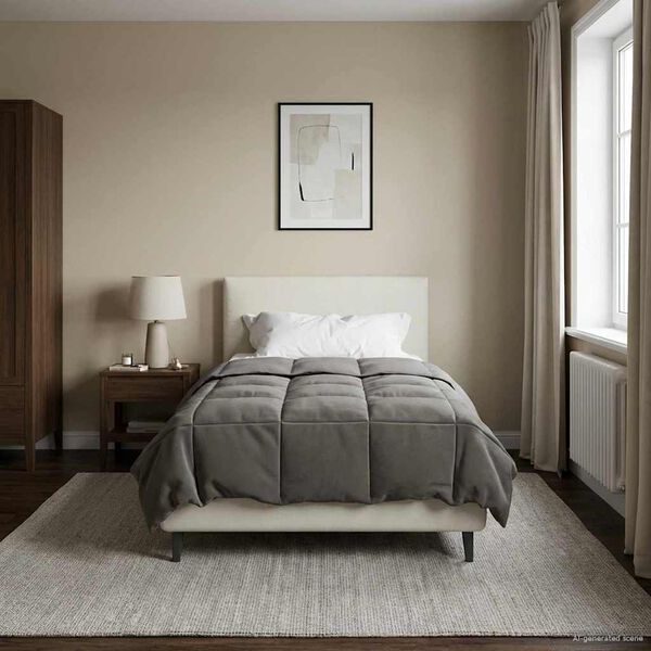 vidaXL Sommar Duvet Quiltad Ljusgr&aring; 135 x 220 cm Mikrofiber