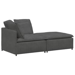 vidaXL Modulsoffa med fotpall&dynor manchestertyg m&ouml;rkgr&aring;