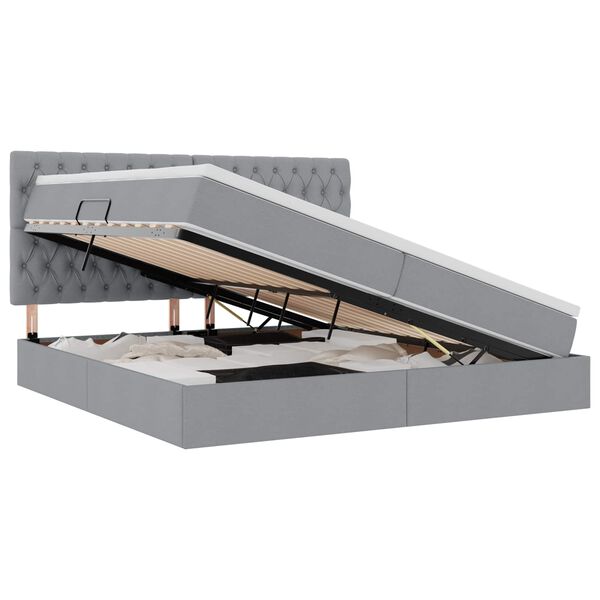 vidaXL F&ouml;rvaringss&auml;ng med madrass Ljusgr&aring; 200 x 200 cm Polyester