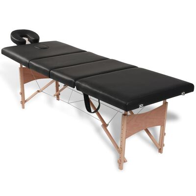 vidaXL Hopfällbar massagebänk med 4 sektioner träram svart