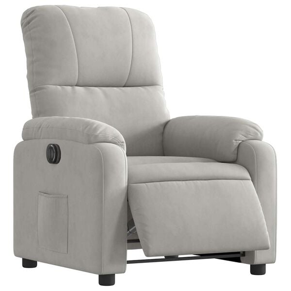 vidaXL Elektrisk reclinerfåtölj ljusgrå mikrofibertyg