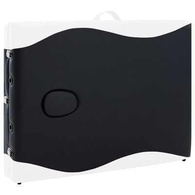 vidaXL Hopfällbar massagebänk 3 sektioner aluminium svart och vit