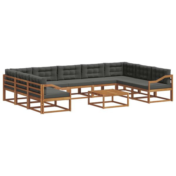 vidaXL Utomhussoffset med kudde 10 pcs Naturlig och Antracit