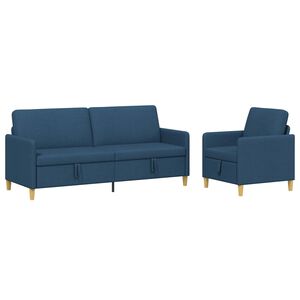 vidaXL Soffgrupp med f&ouml;rvaring 2 st Bl&aring; Polyester