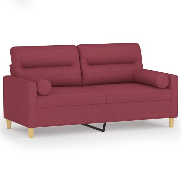 vidaXL 2-sits soffa med prydnadskuddar vinröd 140 cm tyg
