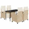 vidaXL Matgrupp f&ouml;r tr&auml;dg&aring;rden med dynor 5 delar beige konstrotting