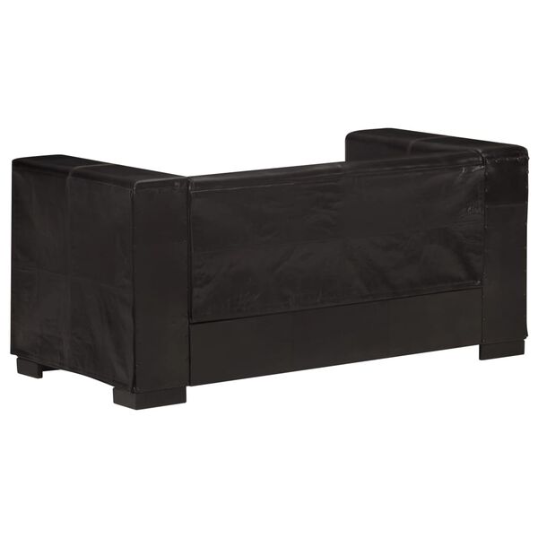 vidaXL 2-sitssoffa äkta läder svart