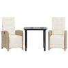 vidaXL Bistrogrupp med dynor 3 delar beige konstrotting