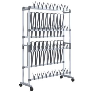 vidaXL Skohylla med hjul silver 89x27x120 cm