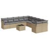 vidaXL Loungegrupp f&ouml;r tr&auml;dg&aring;rden m. dynor 11 delar beige konstrotting