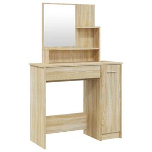 vidaXL Sminkbord med spegel sonoma-ek 86,5x35x136 cm