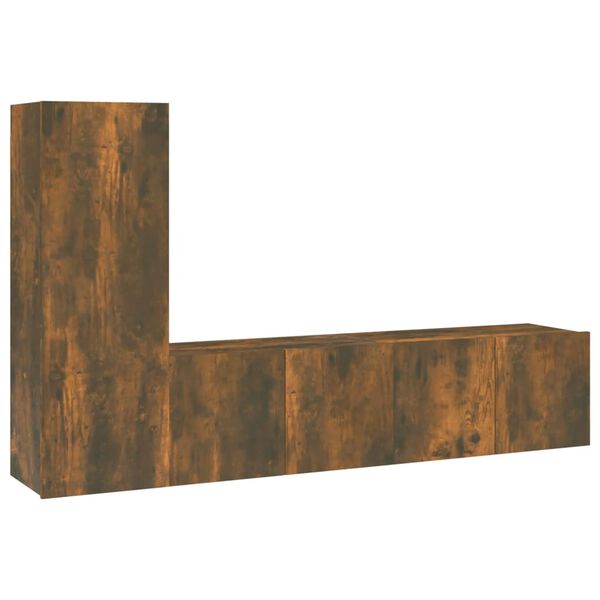 vidaXL TV-sk&aring;p 3 delar r&ouml;kf&auml;rgad ek konstruerat tr&auml;