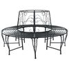 vidaXL Tr&auml;db&auml;nk 8-Antal sittplatser &Oslash; 160 x 89 cm St&aring;l Svart Rund