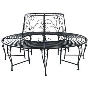 vidaXL Tr&auml;db&auml;nk 8-Antal sittplatser &Oslash; 160 x 89 cm St&aring;l Svart Rund