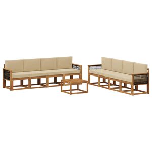 vidaXL Utomhussoffset 7 pcs Naturlig Massivt akaciatr&auml; och polyester