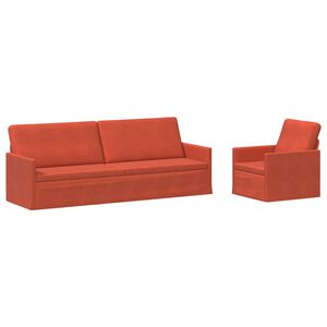 vidaXL Soffset 2 st R&ouml;d orange Kordread tyg